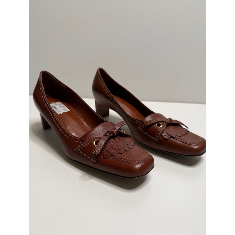 Ipanema Women’s 7.5M Brown Leather Tassel Loafer Pumps Kiltie Block Heel NWOB